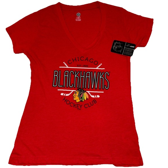 NHL Other - Chicago Blackhawks NHL Classic V-Neck Hockey T-Shirt Red Large
